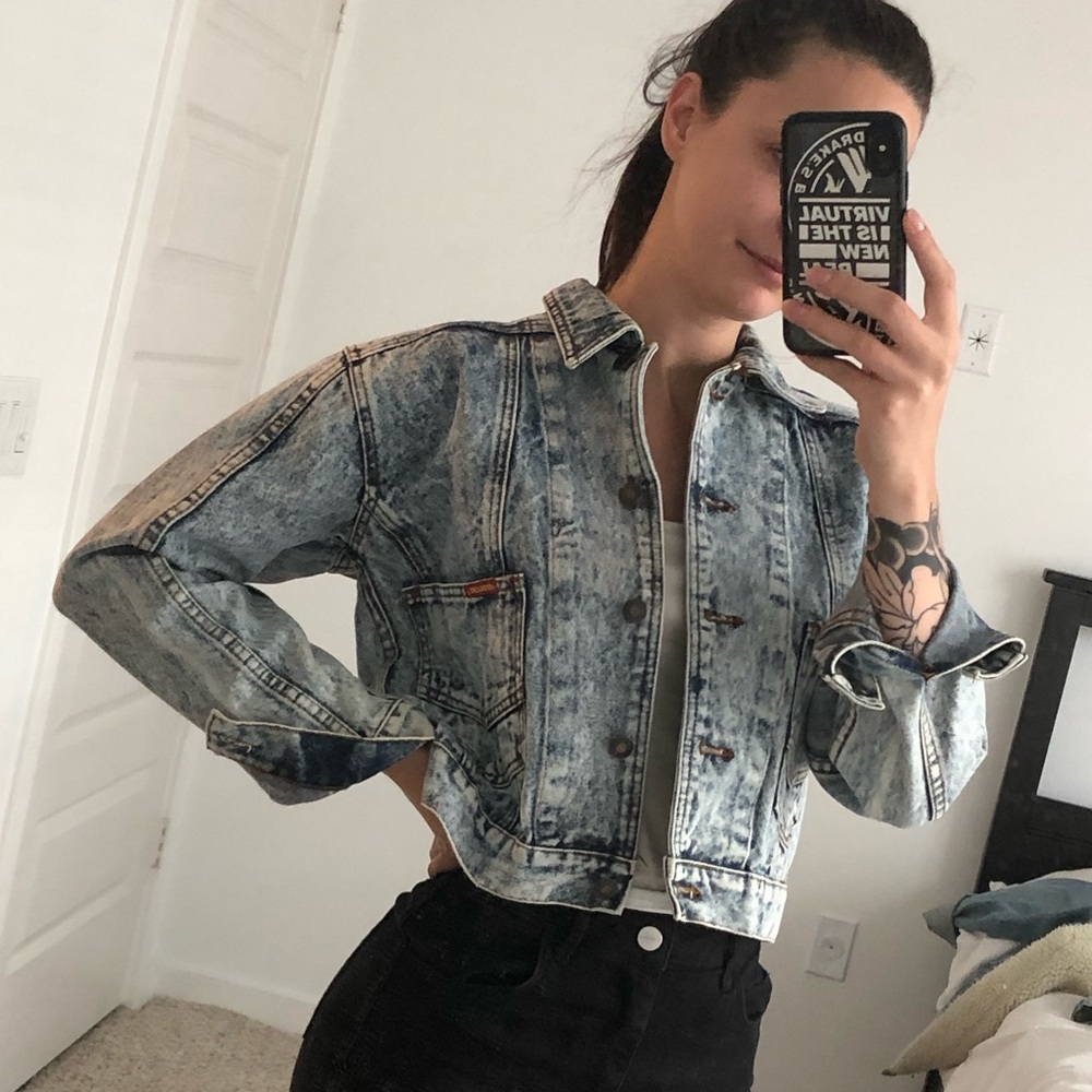 Jordache Vintage Denim Cropped Jacket Acid Wash